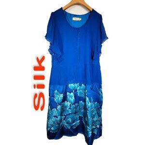 Women's Silk Size L Short Sleeve Satin Dress SDK391